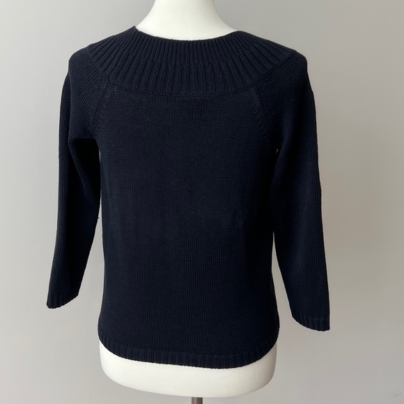 Ann Taylor XS Navy Sweater Cardigan Two Button 3/4 Sleeve Silk/Cotton Blend - Picture 4 of 12